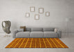 Machine Washable Checkered Yellow Modern Rug in a Living Room, wshabs1384yw