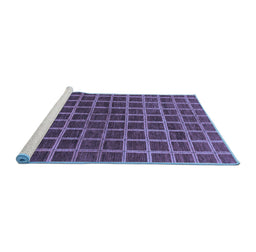 Sideview of Machine Washable Checkered Blue Modern Rug, wshabs1384blu