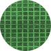 Round Checkered Emerald Green Modern Rug, abs1384emgrn