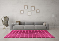 Machine Washable Checkered Pink Modern Rug, wshabs1384pnk
