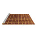 Sideview of Machine Washable Checkered Brown Modern Rug, wshabs1384brn