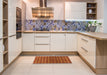 Abstract Red Checkered Rug in a Kitchen, abs1384