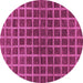 Round Machine Washable Checkered Purple Modern Area Rugs, wshabs1384pur