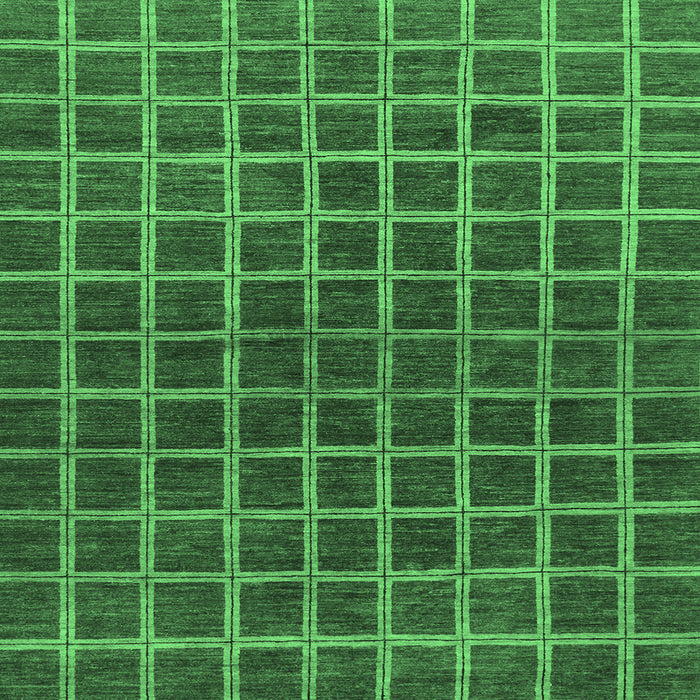 Square Machine Washable Checkered Emerald Green Modern Area Rugs, wshabs1384emgrn