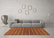 Machine Washable Checkered Brown Modern Rug in a Living Room,, wshabs1384brn
