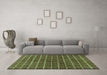 Machine Washable Checkered Turquoise Modern Area Rugs in a Living Room,, wshabs1384turq