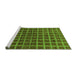 Sideview of Machine Washable Checkered Green Modern Area Rugs, wshabs1384grn