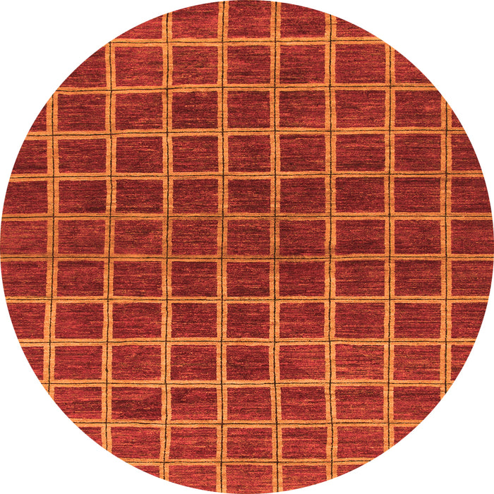 Round Checkered Orange Modern Rug, abs1384org