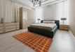 Abstract Red Checkered Rug in a Bedroom, abs1384