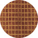 Round Machine Washable Checkered Brown Modern Rug, wshabs1384brn