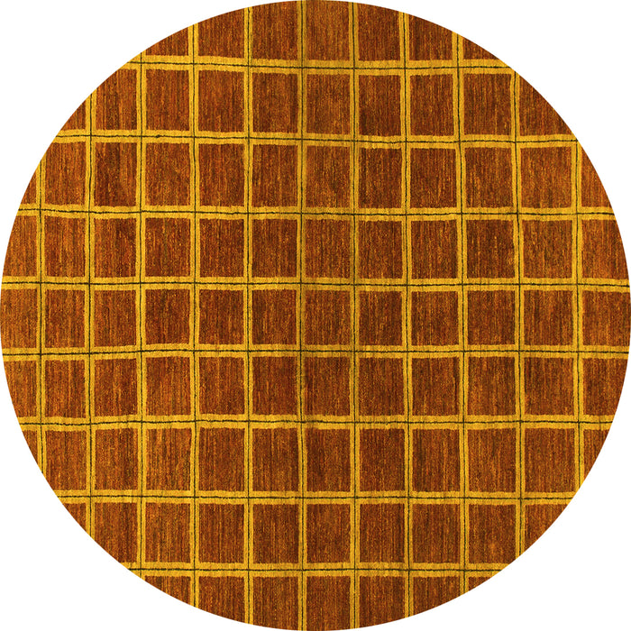 Round Checkered Yellow Modern Rug, abs1384yw