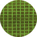 Round Checkered Green Modern Rug, abs1384grn