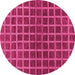 Round Checkered Pink Modern Rug, abs1384pnk