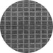 Round Machine Washable Checkered Gray Modern Rug, wshabs1384gry