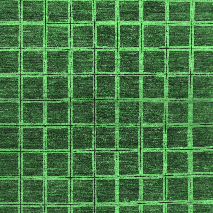 Machine Washable Checkered Emerald Green Modern Area Rugs, wshabs1384emgrn