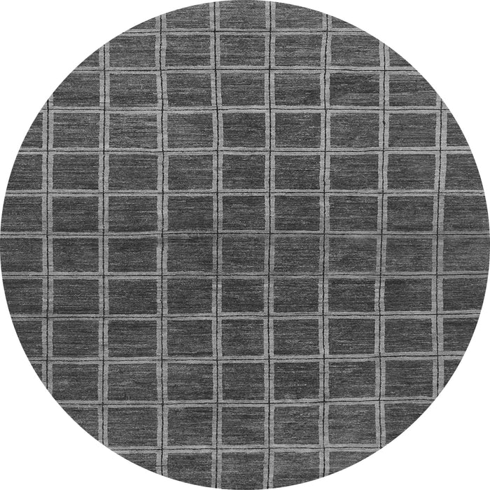 Round Checkered Gray Modern Rug, abs1384gry