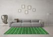 Machine Washable Checkered Emerald Green Modern Area Rugs in a Living Room,, wshabs1384emgrn