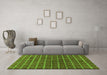 Machine Washable Checkered Green Modern Area Rugs in a Living Room,, wshabs1384grn