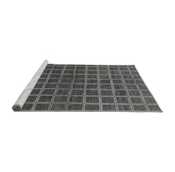 Sideview of Machine Washable Checkered Gray Modern Rug, wshabs1384gry