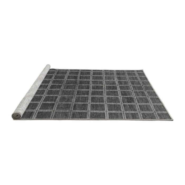 Sideview of Machine Washable Checkered Gray Modern Rug, wshabs1384gry