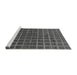 Sideview of Machine Washable Checkered Gray Modern Rug, wshabs1384gry