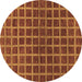 Round Checkered Brown Modern Rug, abs1384brn