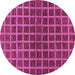 Round Checkered Purple Modern Rug, abs1384pur