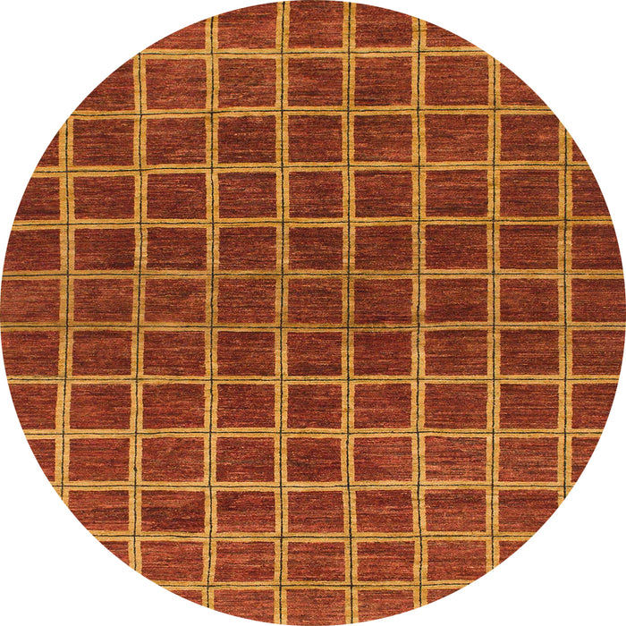 Round Abstract Red Checkered Rug, abs1384