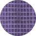 Round Checkered Blue Modern Rug, abs1384blu