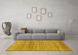 Machine Washable Abstract Yellow Modern Rug in a Living Room, wshabs1385yw