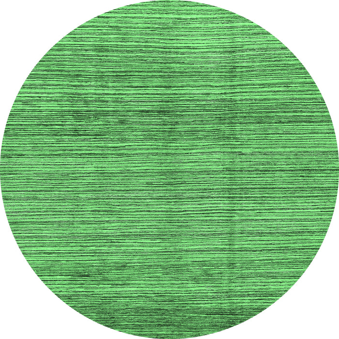 Round Machine Washable Abstract Emerald Green Modern Area Rugs, wshabs1385emgrn
