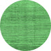 Round Abstract Emerald Green Modern Rug, abs1385emgrn