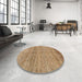 Round Abstract Sandy Brown Modern Rug in a Office, abs1385