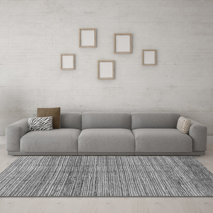 Machine Washable Abstract Gray Modern Rug in a Living Room,, wshabs1385gry