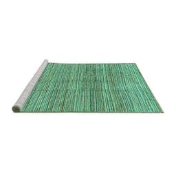 Sideview of Machine Washable Abstract Turquoise Modern Area Rugs, wshabs1385turq