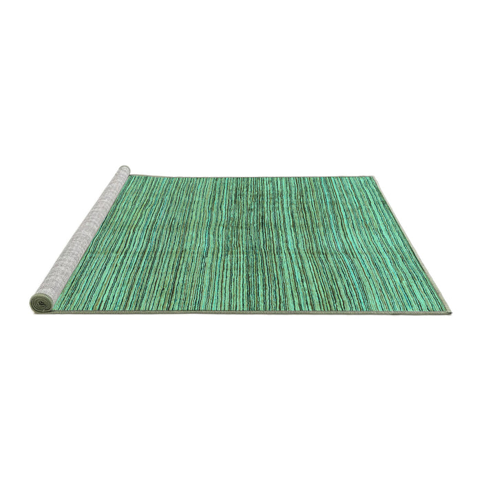 Sideview of Machine Washable Abstract Turquoise Modern Area Rugs, wshabs1385turq
