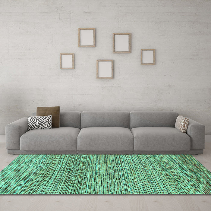 Machine Washable Abstract Turquoise Modern Area Rugs in a Living Room,, wshabs1385turq
