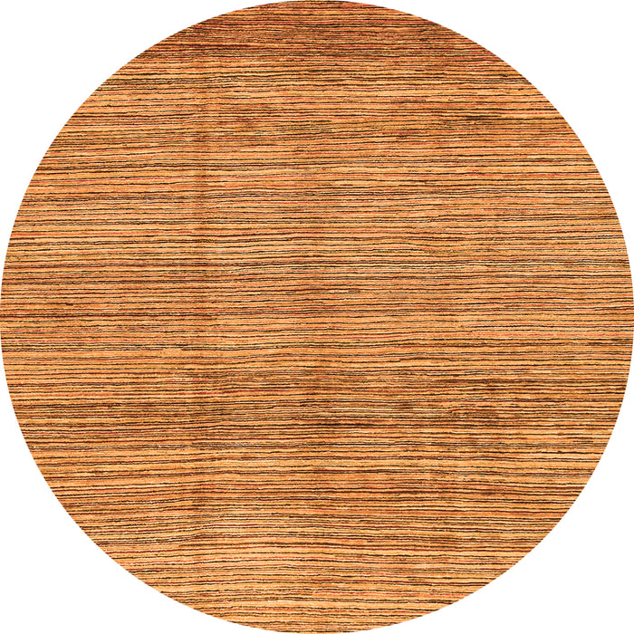 Round Machine Washable Abstract Orange Modern Area Rugs, wshabs1385org