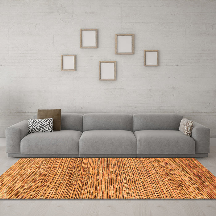 Machine Washable Abstract Orange Modern Area Rugs in a Living Room, wshabs1385org