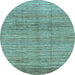 Round Abstract Light Blue Modern Rug, abs1385lblu