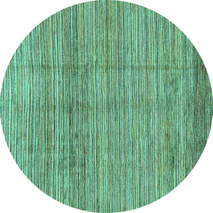 Round Machine Washable Abstract Turquoise Modern Area Rugs, wshabs1385turq