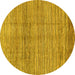 Round Abstract Yellow Modern Rug, abs1385yw