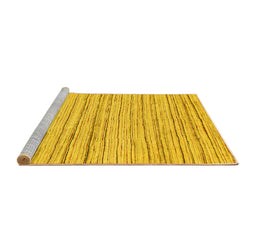 Sideview of Machine Washable Abstract Yellow Modern Rug, wshabs1386yw