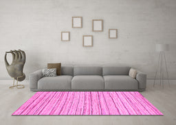 Machine Washable Abstract Pink Modern Rug in a Living Room, wshabs1386pnk
