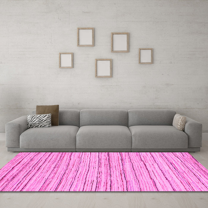 Machine Washable Abstract Pink Modern Rug in a Living Room, wshabs1386pnk