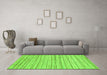 Machine Washable Abstract Green Modern Area Rugs in a Living Room,, wshabs1386grn