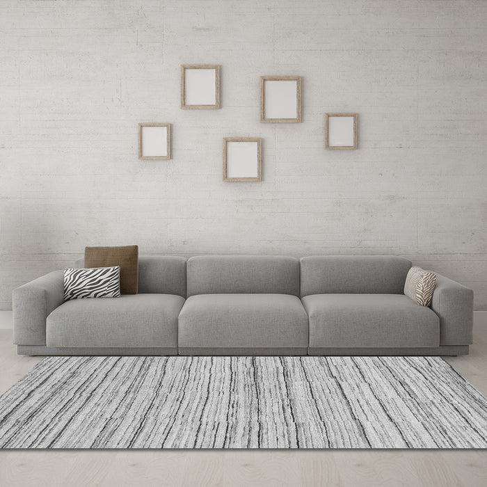 Machine Washable Abstract Gray Modern Rug in a Living Room,, wshabs1386gry