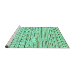Sideview of Machine Washable Abstract Turquoise Modern Area Rugs, wshabs1386turq