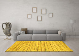 Machine Washable Abstract Yellow Modern Rug in a Living Room, wshabs1386yw