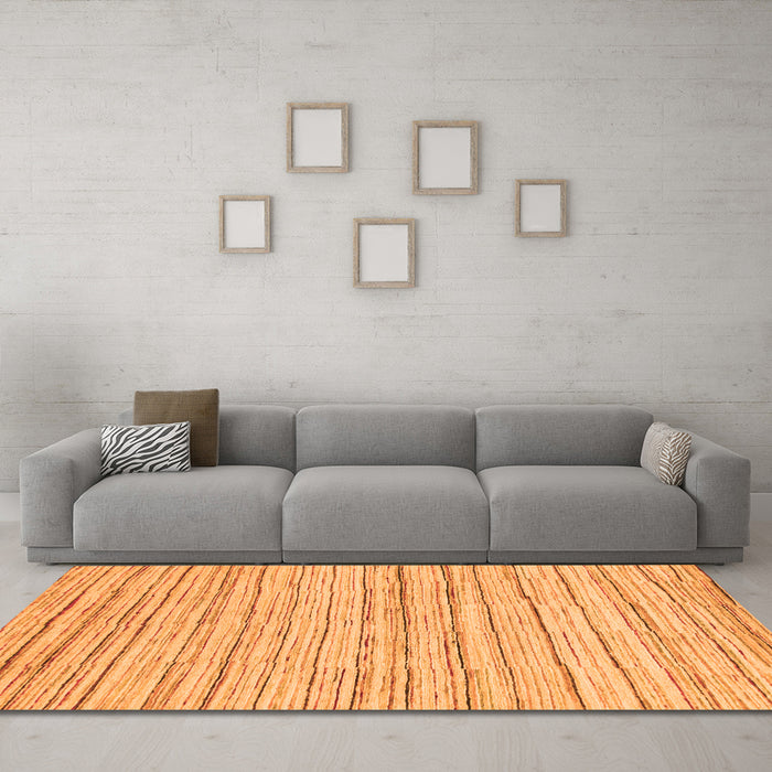 Machine Washable Abstract Orange Modern Area Rugs in a Living Room, wshabs1386org